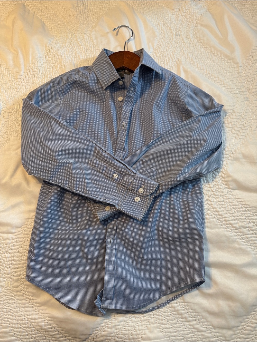 Van Heusen Light Blue Micro-Check Dress Shirt